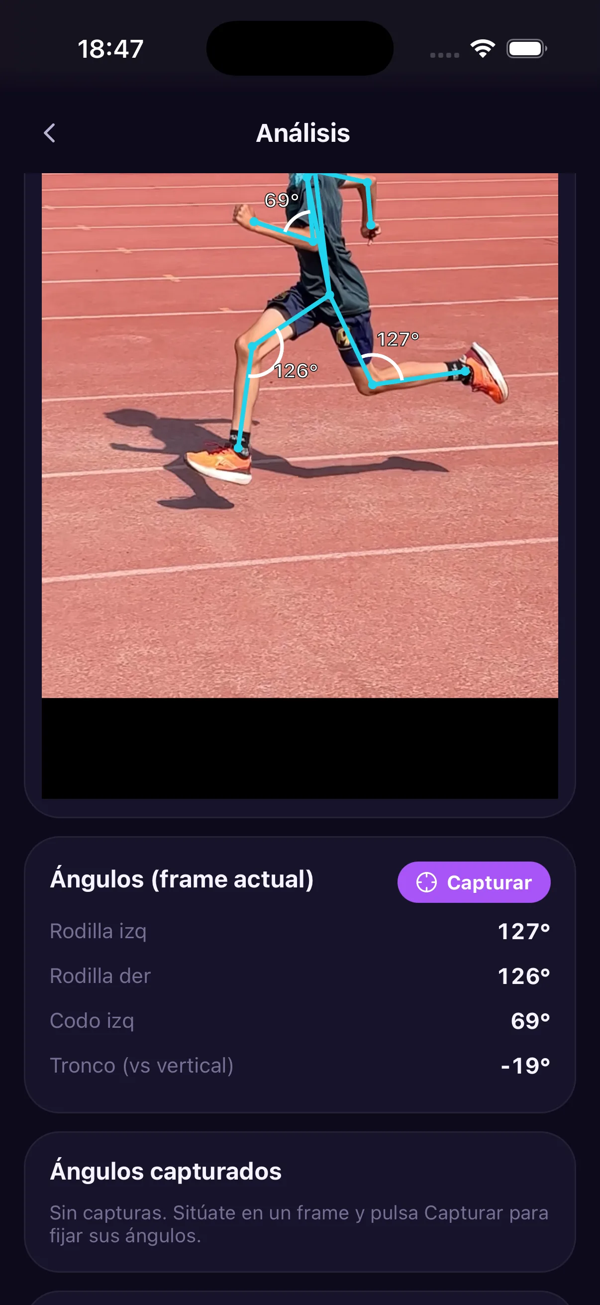 AthleteApp-en Entrenamendua pantaila: biomekanikaren analisia